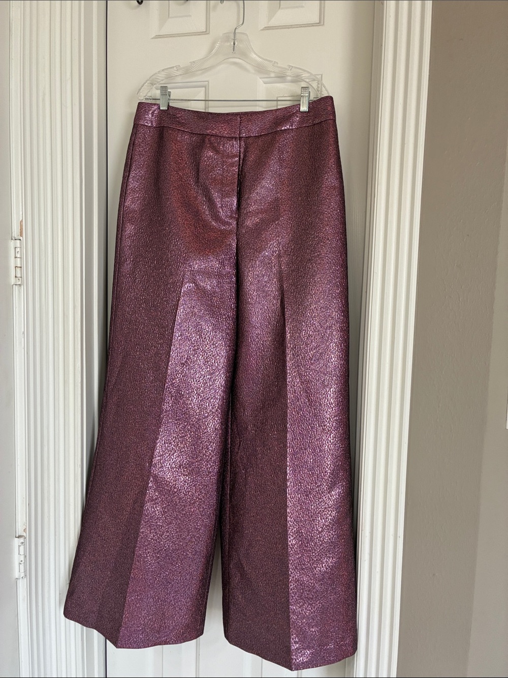 ANTONIO MELANI Metallic Plum Wide-Leg Pants